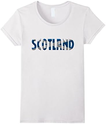 Women's SCOTLAND - Scottish Flag Color Letters Souvenir T-shirt Medium White