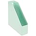 mDesign Plastic Slim Vertical File Folder Storage Organizer Bin with Handle - Hold Notebooks, Binders, Envelopes, Magazines for Home Office, Work Desktops, Ligne Collection, 2 Pack, Mint Green