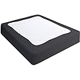 Box Spring Cover Queen Size, Elastic Fabric Wrap Around 4 Sides Bed Skirt, Sleek Alternative for Bed Skirts for Hotel/Home, Fits Box Springs up to 13”, Black