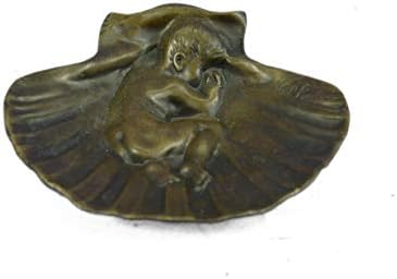 EUROPEAN BRONZE Collectible Vintage Naked BOY Ashtray Sculpture