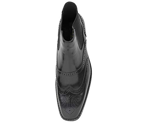 Asher Green Mens Genuine Double Gore Leather Oxford Wingtip Dress Boot, Comfortable Stylish Easy Slip On