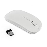 Perman Slim 2.4 GHz Optical Wireless Mouse Mice with USB Receiver for Macbook Computer PC Laptop Gamer White