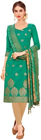 Leeza Store Women's Banarasi Jacquard Weaving Work With Banarasi Dupatta Dress Material(Pink Color_Free Size)