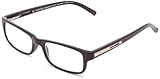 Foster Grant Men's Brandon Rectangular Reading Glasses,Black,50 mm/+ 2