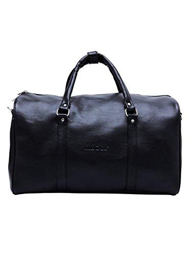MBOSS Black 37 Liter Faux Leather Duffel Tote Gym Travel Bag TB 014 Black