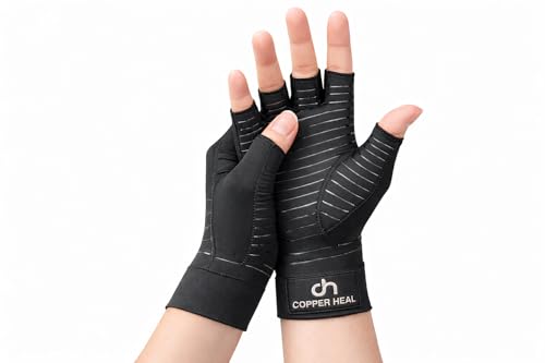 COPPER HEAL Guantes de Compresión de Cobre para Artritis – Alivio de Dolor y Rigidez en Manos y Dedos | Túnel Carpiano, Reumatoide | Unisex
