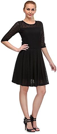 Moderno Party Wear Net Frock Dress Dress 3/4 Sleeve Black Color Net for Women and Girls