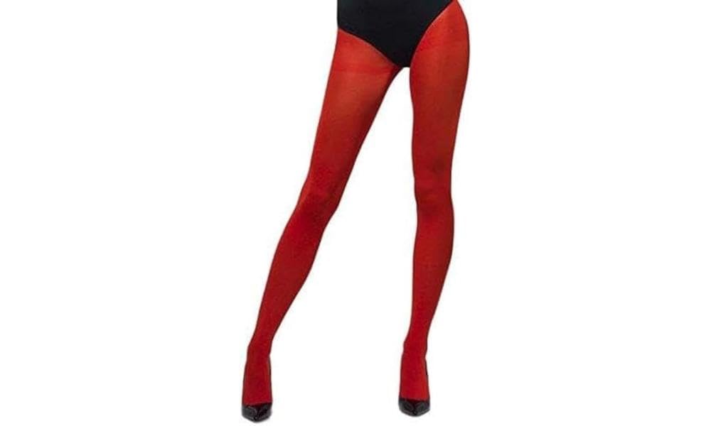 Smiffys Opaque Tights, Red , Fever Hosiery Fancy Dress, Fever Dress Up Accessories Halloween