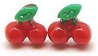 Tiny Cherry Studs, Hypoallergenic Plastic Post Earrings for Metal Sensitive Ears