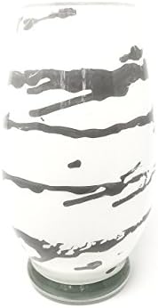 White Vase // Hand Painted Glass //Taupe Accents
