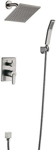 Brushed Nickel 8-inch Shower Faucet Lavatory Rain Shower Set with Valve Handheld Spray and Hose