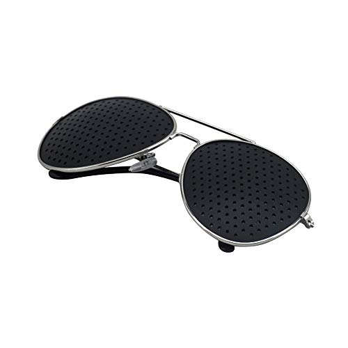 MonLiya 2PCS Retro Pinhole Sunglasses For Women Men Small Holes Eyeglasses Vision Care Glasses Unisex Eyesight Metal Frame Eyewear Eyesight Vision Improve Training Reading Glasses Anti-myopia Pin hole - Thumbnail 3