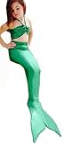 Kid Little Girl 3pcs Mermaid Tail Swimmable Costume Swimsuit Long Princess Dress