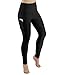 ODODOS High Waist Out Pocket Yoga Pants Tummy Control Workout Running 4 Way Stretch Yoga Leggings,Black,Large