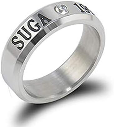 Ring Opeof Fashion Men Titanium Steel Rhinestone Letters Carving Finger Ring Jewelry Gift - Suga
