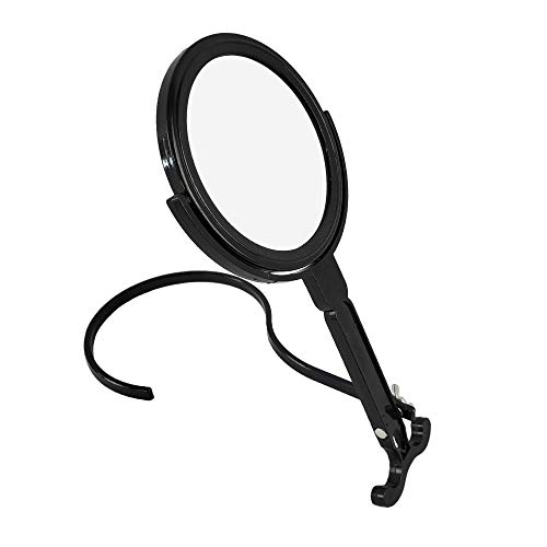 Round Portable Lightweight 5x/1x Magnifying Neck Mirror Piano Black 6