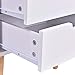 Giantex Mid Century Modern Nightstand, White Beside Table with Solid Wood Legs, Minimalist End Side Table, Practical Night Stand with 3 Storage Drawers for Bedroom