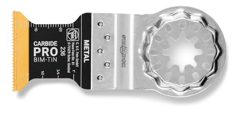 FEIN E-Cut Carbide Pro Deep-Cutting Blade, 10 pcs., Width 32 mm, Length 40 mm, Starlock Attachment, Carbide Saw Blade with Extremely Wear-Resistant TiN Coating