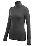LE3NO Women's Turtleneck Long Sleeve Basic Solid Fitted Shirt