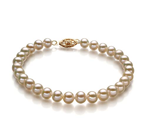 White 5-5.5mm AA Quality Freshwater Cultured Pearl Bracelet for Women-7.5 in Length