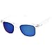 Matte Frosted Frame Reflective Colored Mirror Lens Horn Rimmed Sunglasses 54mm (Frost/Blue Mirror)