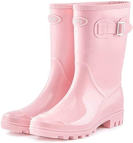 Amazon Co Jp Slzflsshpk レインブーツ レディース 雨 ショート ブーツ レイン 長靴 レディース 軽量で滑りにくいミドル チューブ レイン ブーツ ピンク レディース アウトドア レイン ブーツ バックル デザイン 防水630 Color Pink Size 36 Eu シューズ バッグ