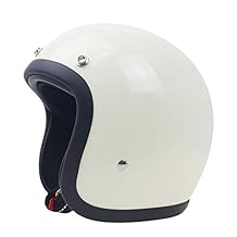 Lanlan Casco 3/4 de Fibra de Vidrio de Alta Resistencia para Motocicletas Vintage Accesorios de Coche Blanca l