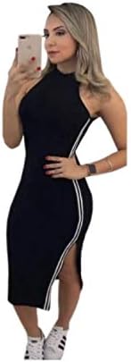 vestido midi com listra do lado