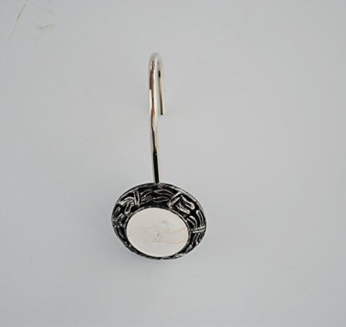 12 PCS Home Fashion Decorative Rust Proof silvery with white Shower Curtain hooks