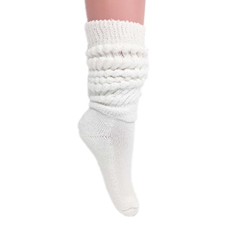 Women's Extra Long Heavy Slouch Cotton Socks Made in USA Size 9 to 11