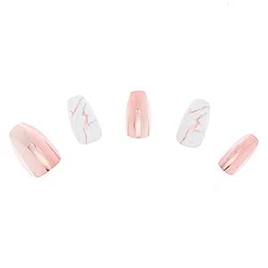 Amazon Com Claire S Girl S Chrome Marble Coffin Faux Nail Set