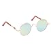 Jili Online A Pair of Gold Round Frame Glasses Sunglasses for 1/6 Blythe Doll Gold Lens