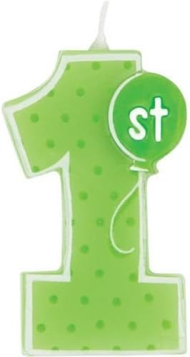 Pistachio Green Dots Age 1/1st Birthday Moulded Candle