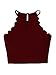 MakeMeChic Women's Solid Halter Neck Cami Scallop Trim Workout Crop Top Burgundy M