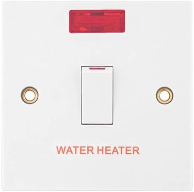 Invero 1 Gang 20 Amp Double Pole Water Heater Wall Switch White Red Neon