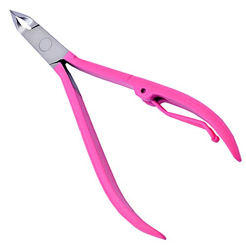 Andlane Cuticle Nipper and Cuticle Pusher - Professional Stainless Steel Cuticle Trimmer, Remover and Cutter - Manicure and Pedicure Tool (Pink)