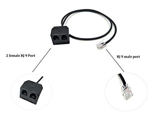 Poyiccot RJ9 Headset Adapter Extension Cord -2 in 1 RJ9 Female to Male 4P4C Y Splitter Cable Plantronics, Jabra, Hot Desking Office Phones