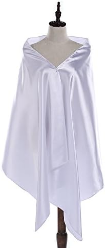 mashahan Satin Shiny Shawl Wraps For Women's Wedding Formal Party White