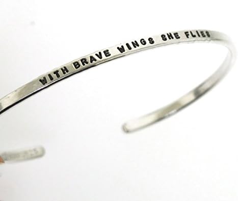 With Brave Wings She Flies, Sterling Silver Cuff Bracelet