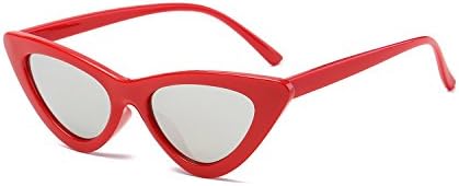 Clout Goggles Cat Eye Sunglasses Vintage Mod Style Retro Kurt Cobain Sunglasses (Red | Silver)