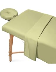 Saloniture 3-Piece Microfiber Massage Table Sheet Set - Premium Facial Bed Cover - Includes Flat and Fitted Sheets with Face Cradle Cover - Sage Green
