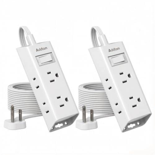 Addtam Flat Plug Extension Cord Power Strip