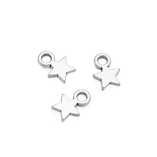 Craftdady 100Pcs Antique Silver Star Charms 10x8mm Tibetan Style Lead Free & Cadmium Free Alloy Star Pendants for DIY Jewelry Craft Making - Thumbnail 2