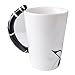 Novelty Clarinet Handle Music Mug Unique Art Musical Notes Holds Tea Coffee Milk Ceramic Mug Cup 12 Oz,Black