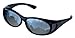 LensCovers Small Polarized Sunglasses | Wear Over Prescription Glasses| Fitover for Glasses up to 5 5/16'' X 1 5/8'' | Black Frame and Reflective Lens