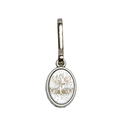 Graphics and More Cherub and Fall Leaves - Angel Vintage Antiqued Oval Charm Clothes Purse Luggage Backpack Zipper Pull