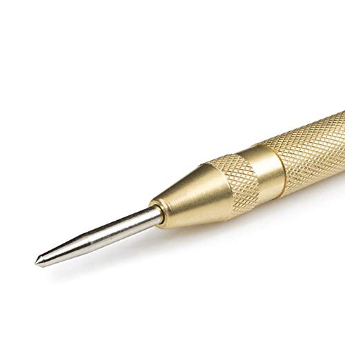 DierCosy Brass Automatic Center Punch Spring Loaded Punch Tool for Steel Wood Plastic to Determine Drilling Position, Broken Windows, lifesaving Tools Household Products
