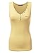 Doublju Women Sleeveless Soft Fabric Unique Oneside Button Henley Tank Top