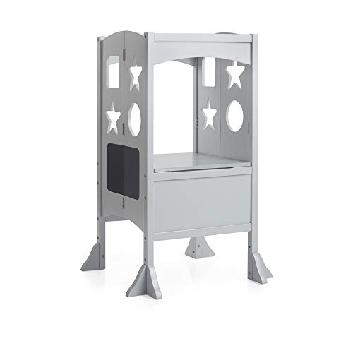 image for Guidecraft Classic Kitchen Helper Stool - Gray W/Keeper and Non-Slip M