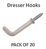 20 x SCREW IN SQUARE SHOULDERED DRESSER CUP HOOKS 32MM/1.25